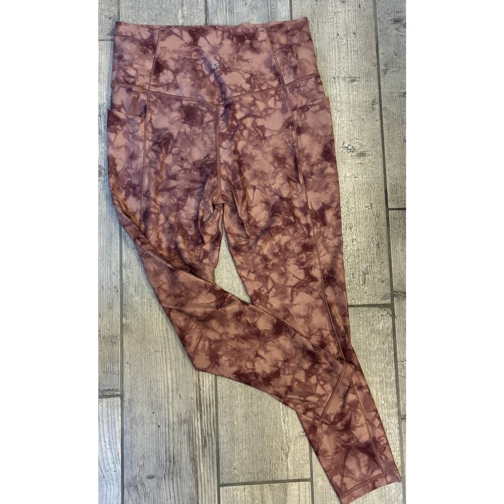 Athleta Salutation Stash Pocket II Pink Tie Dye 7/8 Leggings Size Medium - Picture 8 of 11